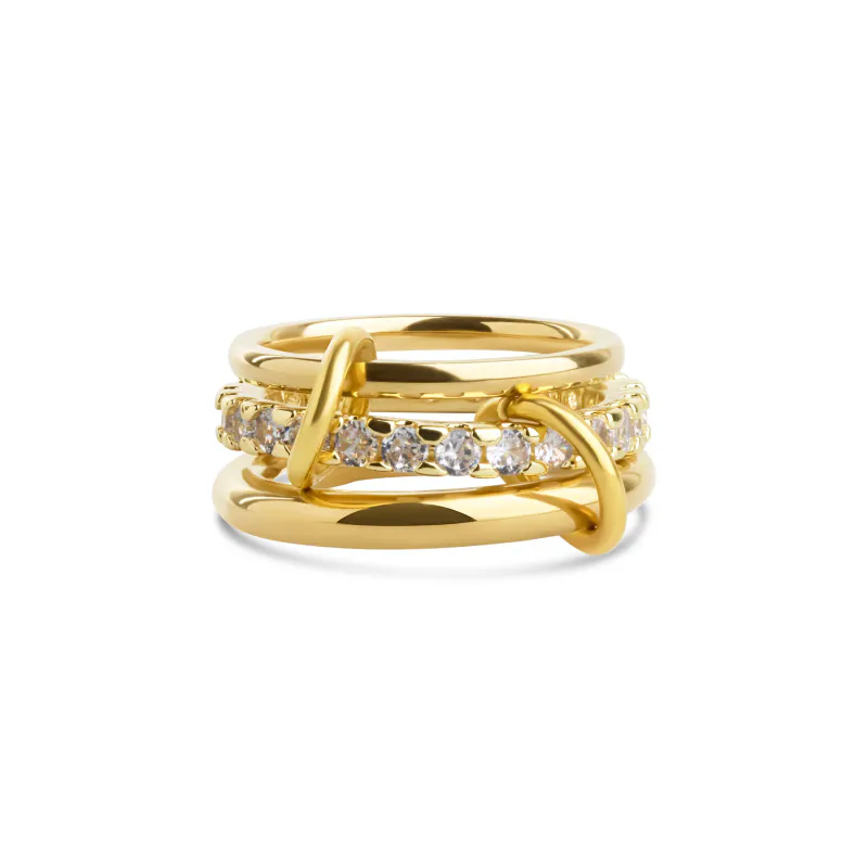 ETHEL - STACKED RING CRYSTAL STAINLESS STEEL GOLD