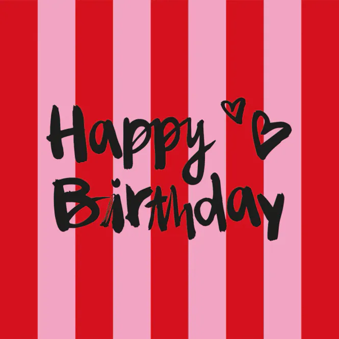 Hovedbilde Servietter Happy Birthday and stripes