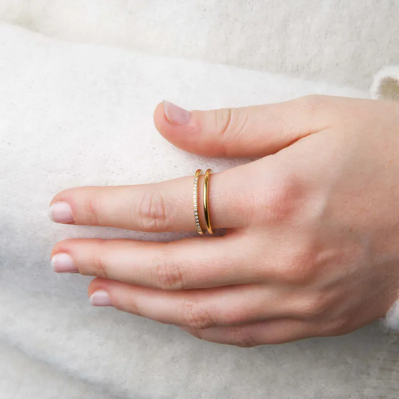 MELISSA - DUO CRYSTAL RING STAINLESS STEEL GOLD