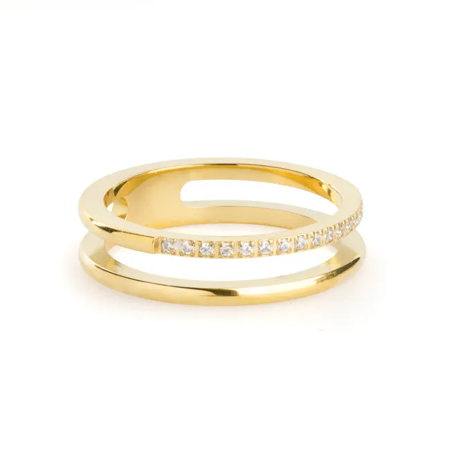 Hovedbilde MELISSA - DUO CRYSTAL RING STAINLESS STEEL GOLD