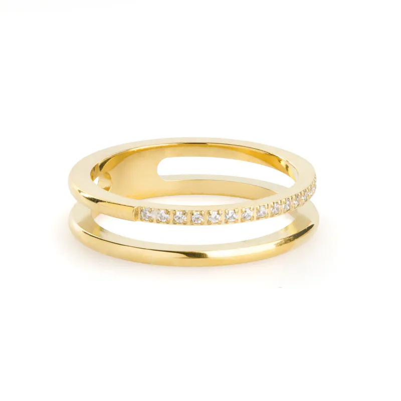 MELISSA - DUO CRYSTAL RING STAINLESS STEEL GOLD