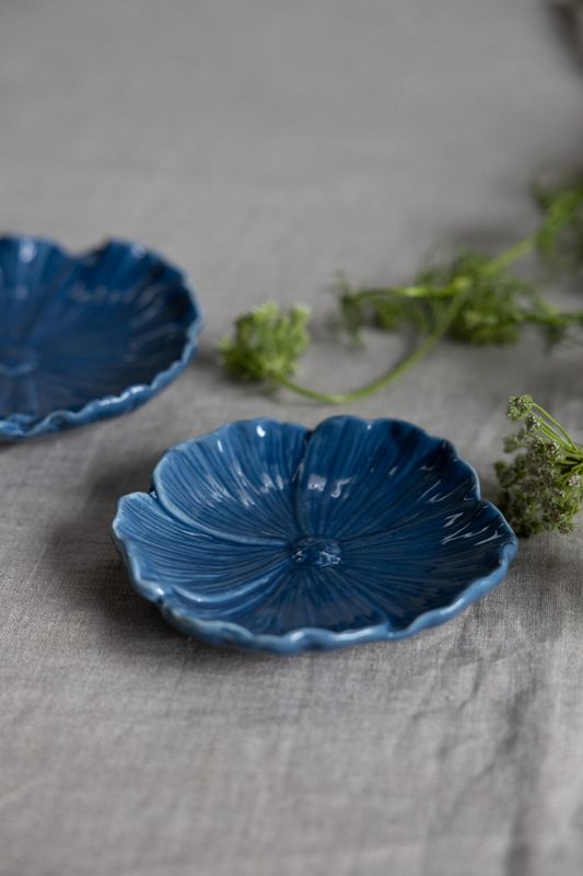 Blomster Fat Mørkeblått 13cm