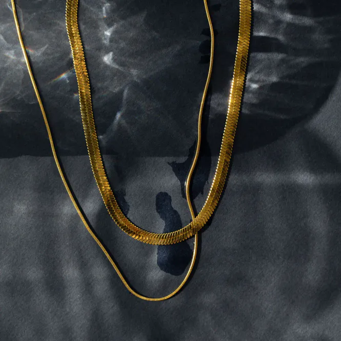 Hovedbilde IVY - DOBBEL SNAKE CHAIN HALSKJEDE RUSTFRITT STÅL