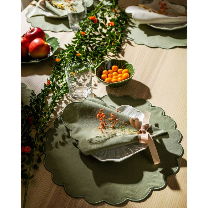 Hovedbilde Dekkebrikker Scalloped Grønn 4pk